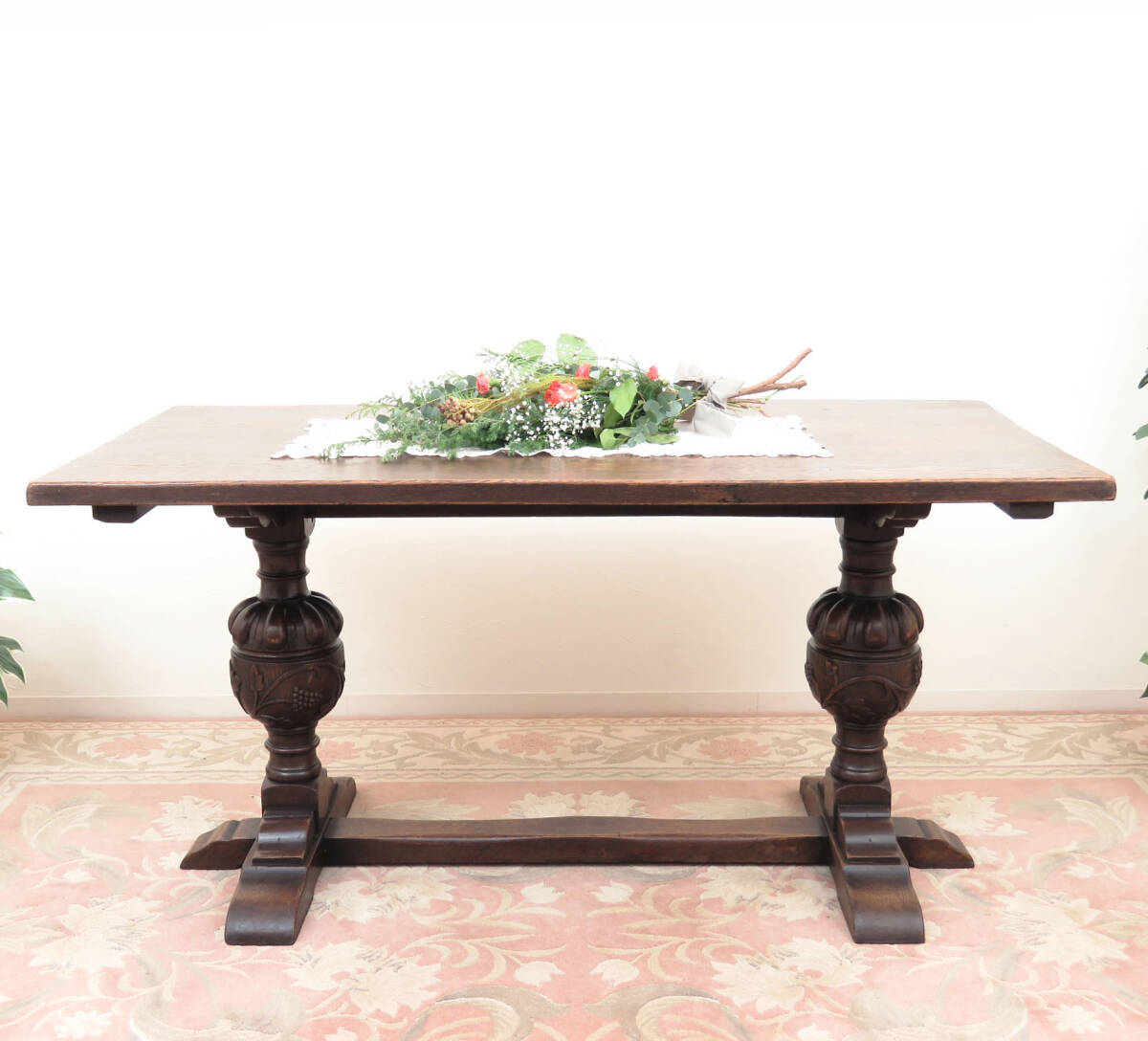 ブルボーズレッグのリフェクトリーテーブル/ダイニングテーブル/食堂/店舗什器/ディスプレイ/インテリア/イギリス/アンティーク家具/A-3193拍卖