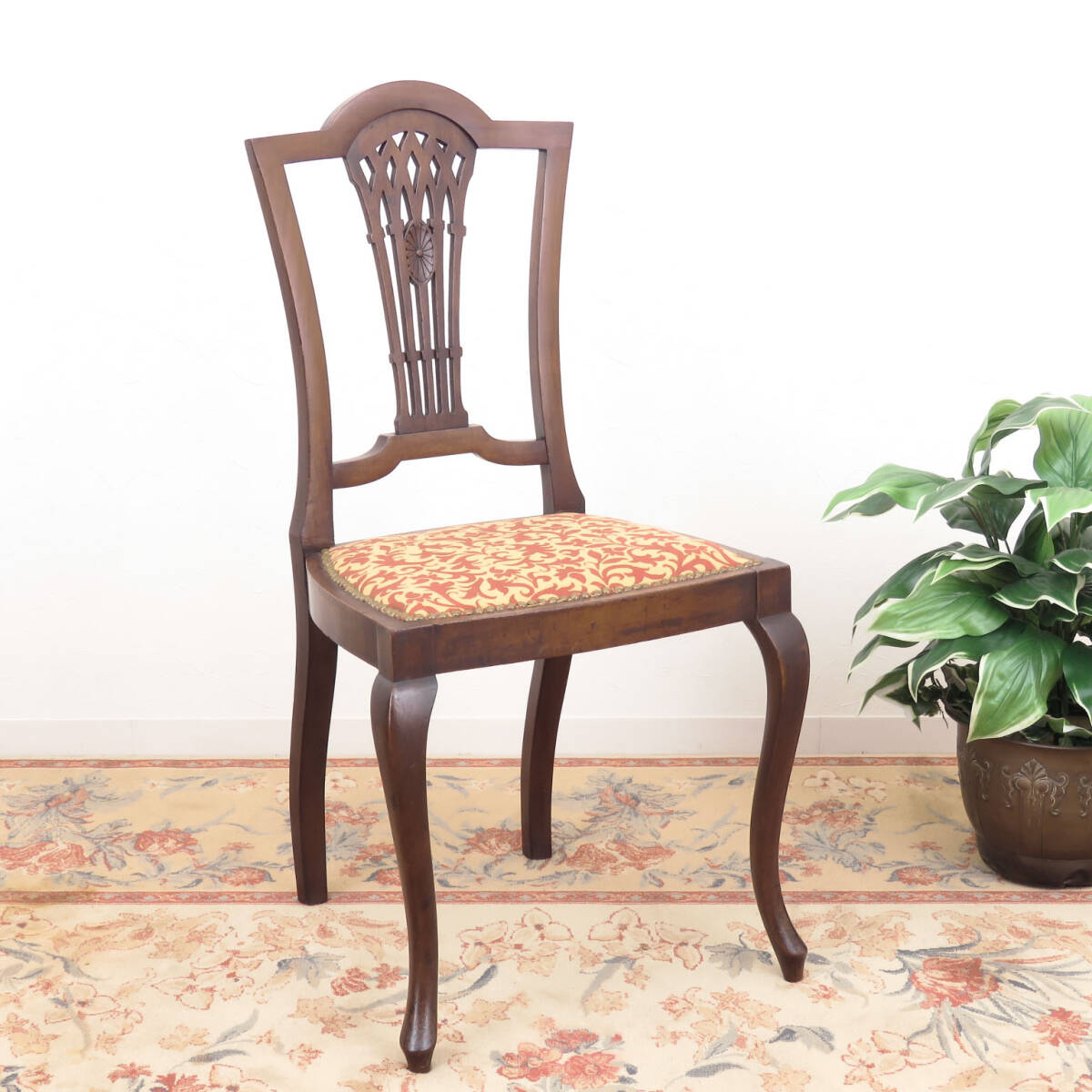 マホガニー材のホールチェア/サロンチェア/木製椅子/イス/店舗什器/ディスプレイ/インテリア/イギリス(英国)のアンティーク家具/A-1362-1拍卖
