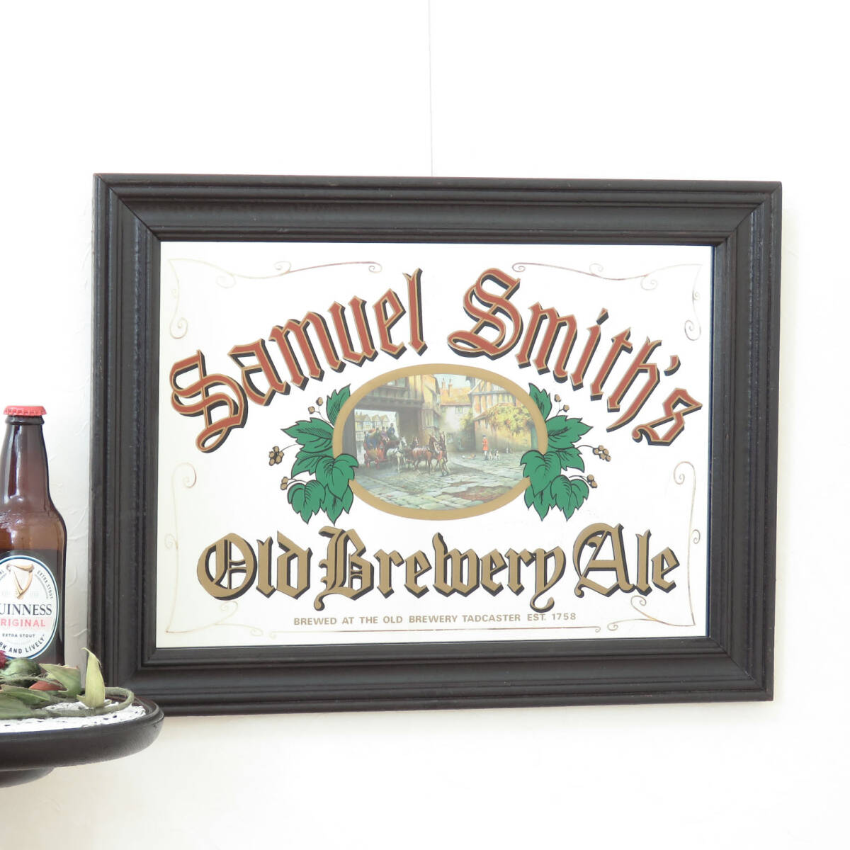 ビンテージパブミラー/サミエル スミス/イギリスのビール/壁掛け鏡/店舗什器/ディスプレイ/レストラン/ホームバー/インテリア/A-4534-19拍卖
