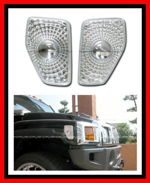 【即納/クローム】ハマーH3 クリスタル サイドマーカー ライト ランプ フロント コーナー 左右2個セット メッキ ヘッド シグナル パーク CR拍卖