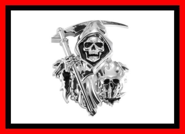 【激レア/スカル/エンブレム】汎用 3D クローム ワンピース ガイコツ ドクロ ハーレー ホットロッド バッジ カスタム カー バイク SKULL拍卖