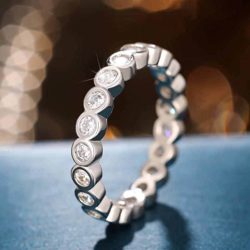 (日本16号)ラウンドCZダイヤモンドリング エタニティ リングUSA8号拍卖