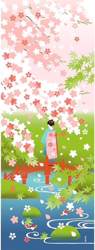 濱文様 絵手ぬぐい 桜 新緑 春 舞妓 手拭い 2025年新柄 クリックポスト対応拍卖