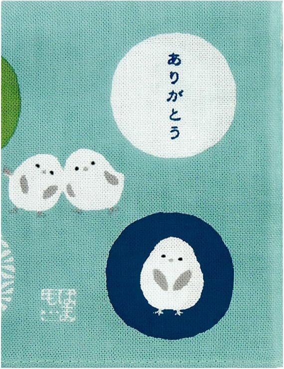 濱文様 ひとことはんかち ありがとうシマエナガ エメブルー 手ぬぐい てぬぐいのはんかち拍卖