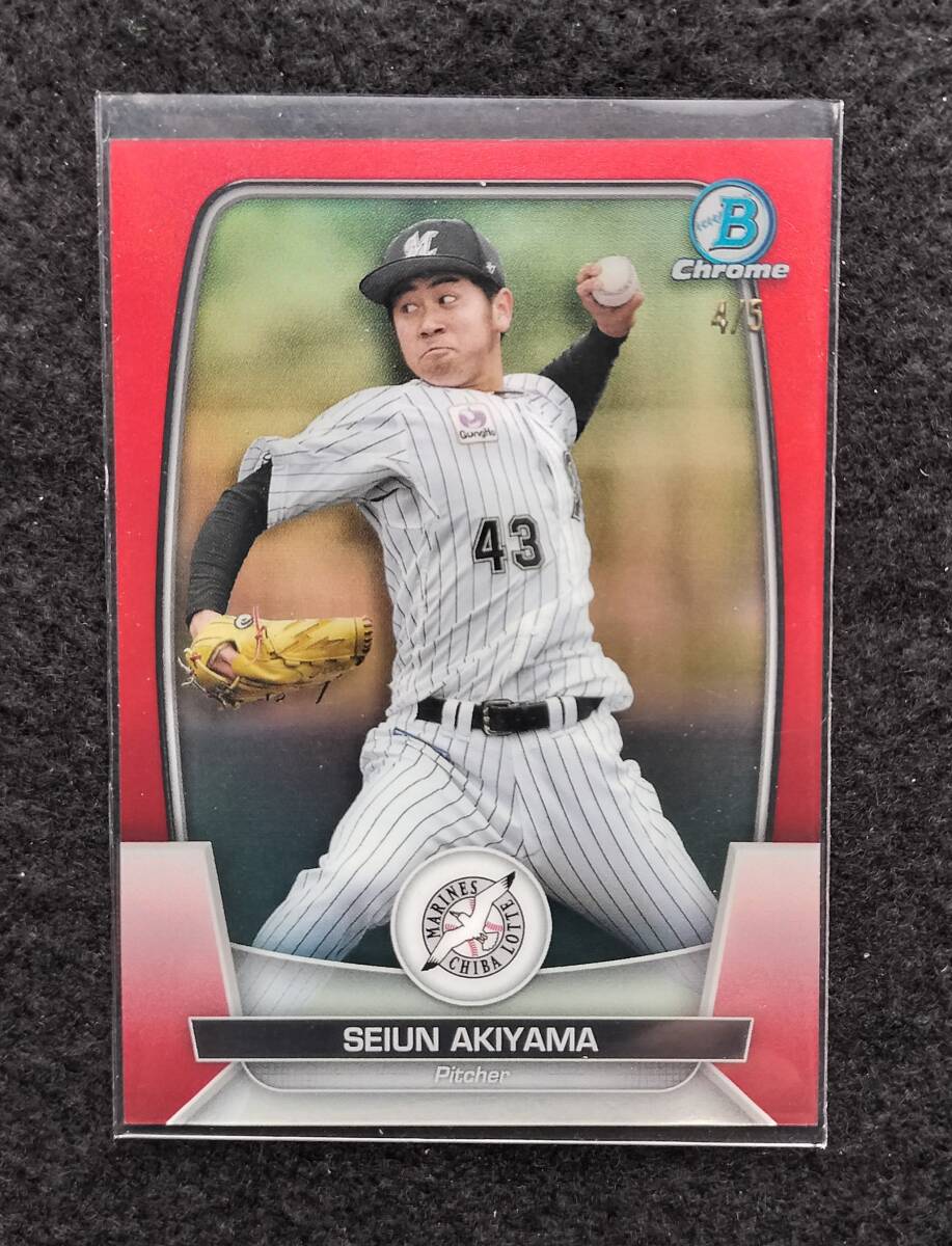 TOPPS BOWMAN 2023 秋山正雲 レッドフォイル 5シリ インサートカード クローム版 千葉ロッテマリーンズ拍卖