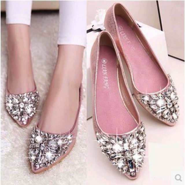 キラキラビジュー フラットパンプス ゴールド 金色 サイズ39【24.5】拍卖