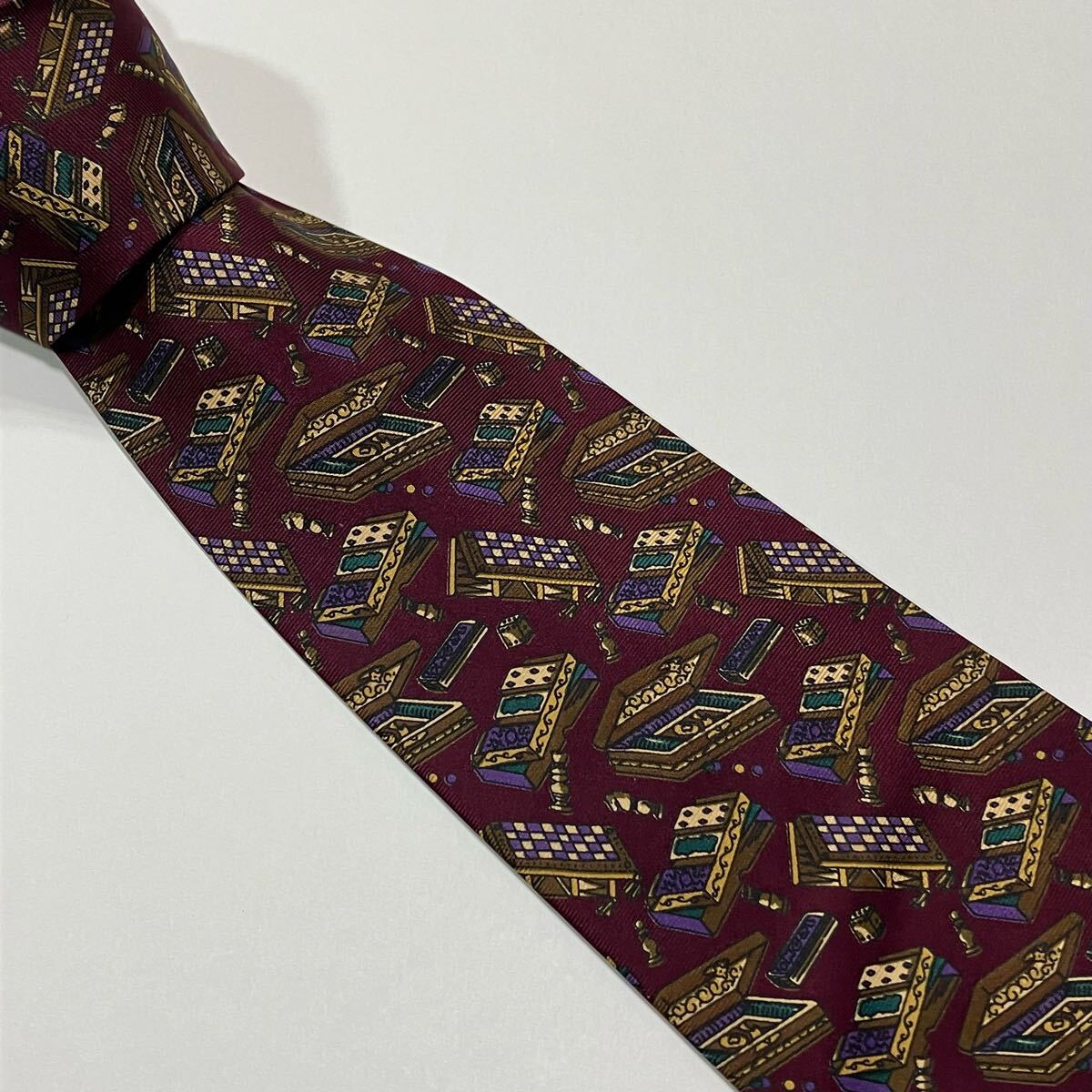 チェス パターン柄 シルク ネクタイ 古着 474-1拍卖