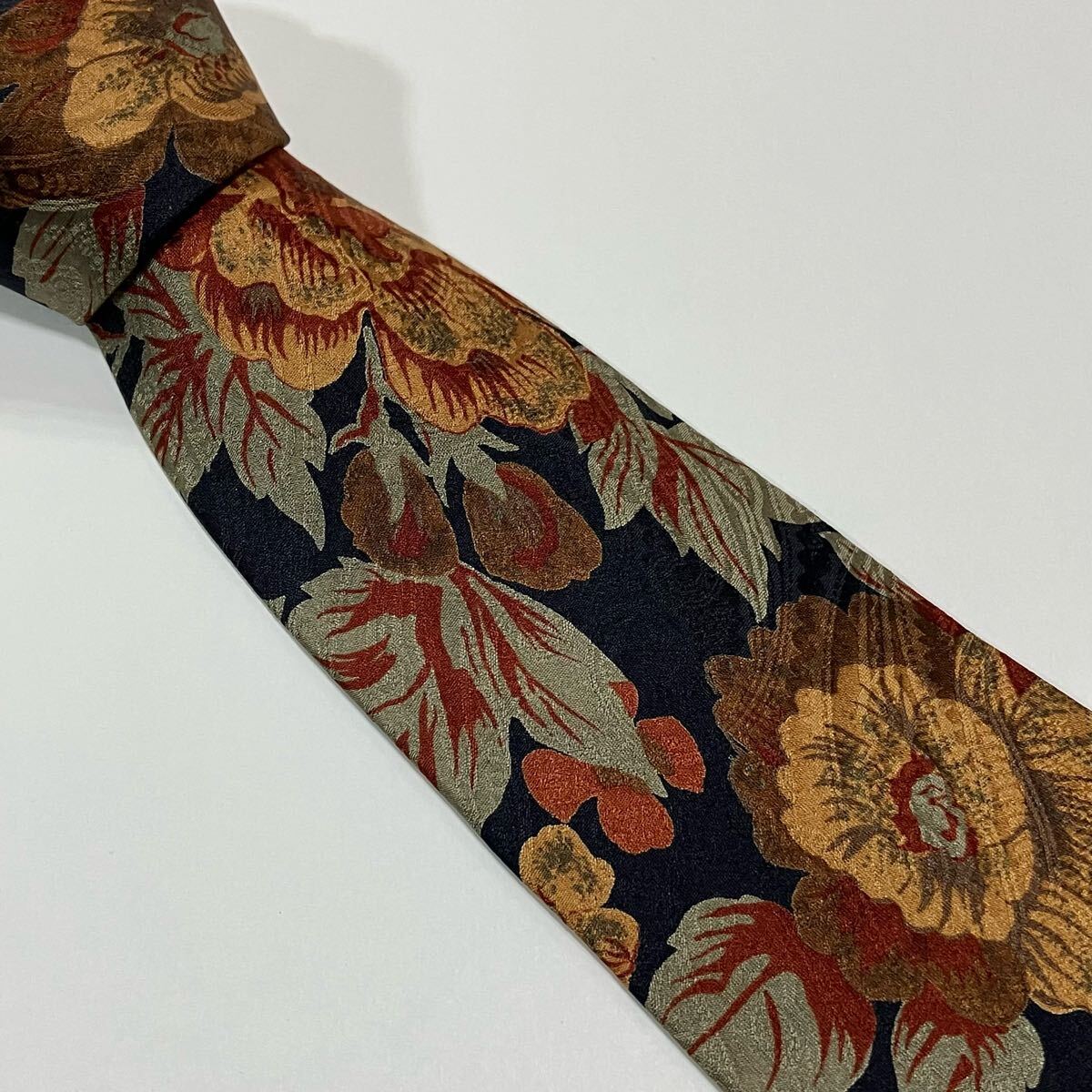 花柄 ボタニカル シルク ネクタイ 古着 484-8拍卖