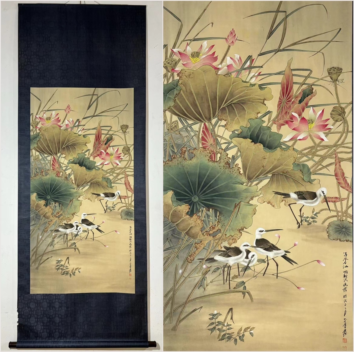 古美術 掛け軸 中国・近現代 「張大千書」 紙本 【花鳥図】 立軸 書道 巻き物 肉筆保証 唐物 古画 画心129x65.5cm LT-2503247拍卖