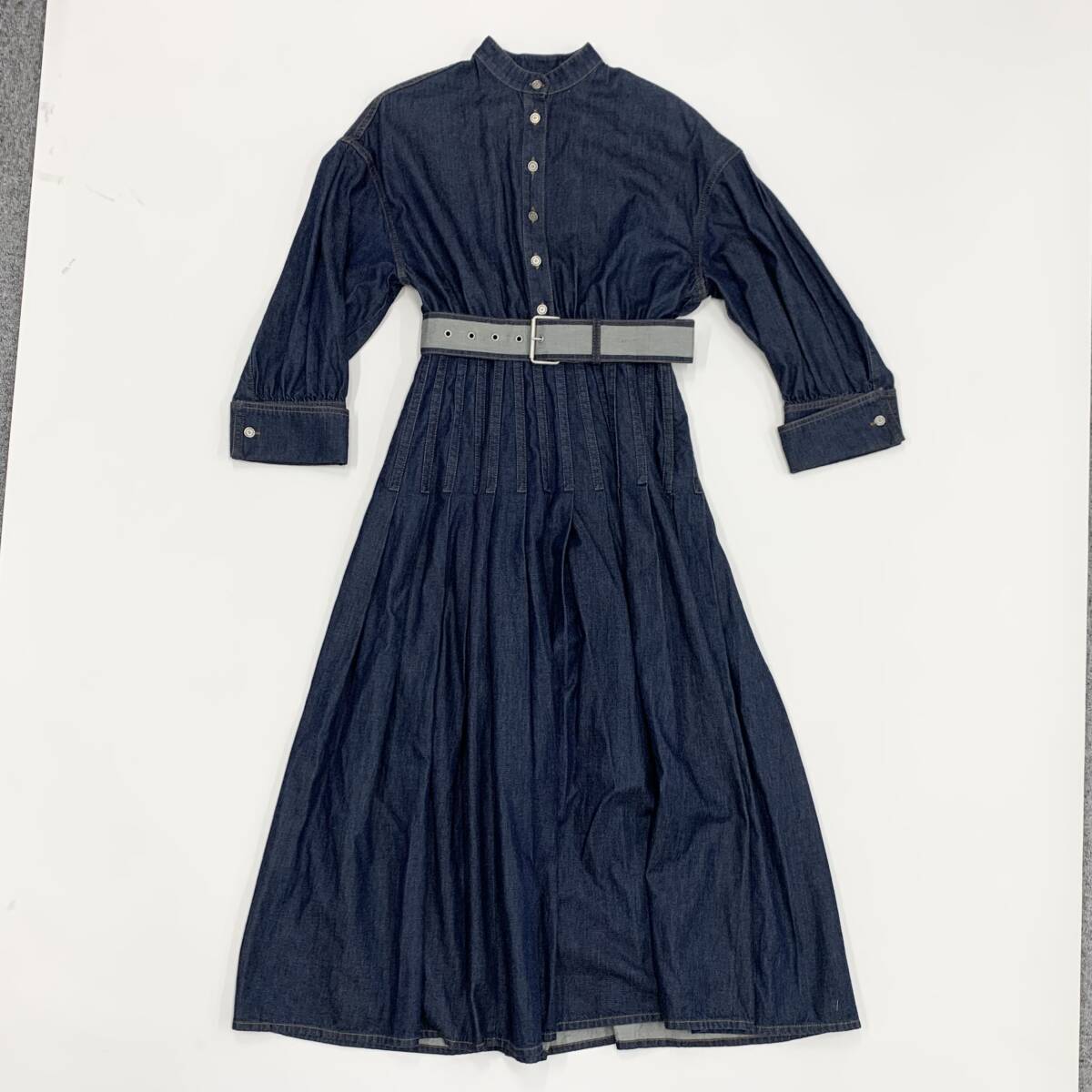 M11688 クリスチャンディオール デニム ワンピース 半袖 ロゴ ベルト フレアドレス ブルー拍卖
