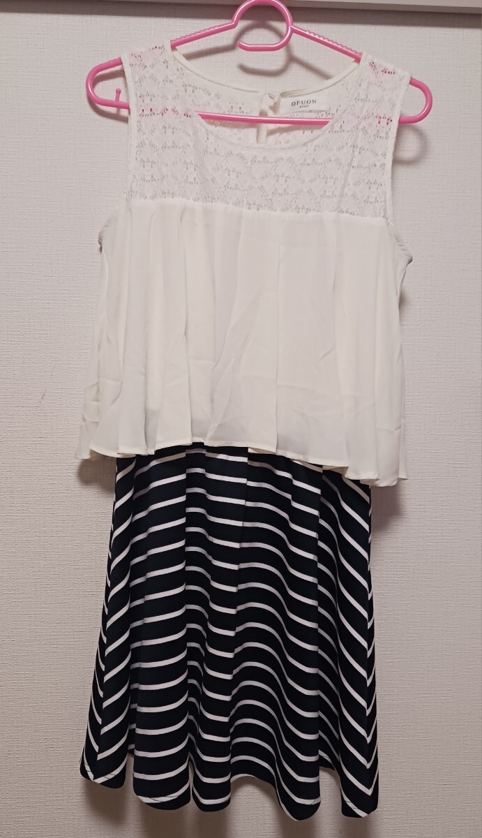 OFUON レーストップス ストライプワンピース サイズ40拍卖