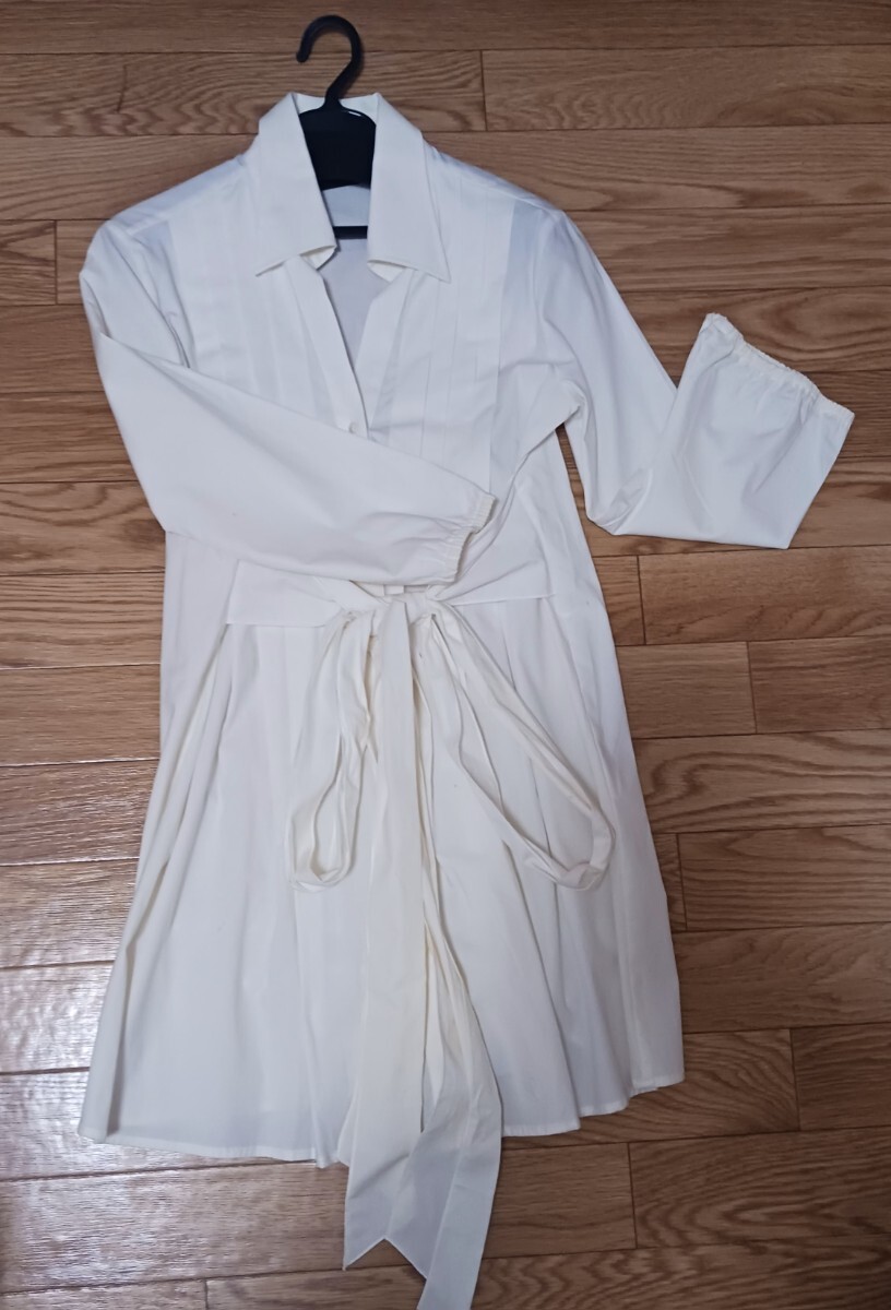 NARA CAMICIE ホワイト シャツ コート サイズ1 リボンベルト拍卖