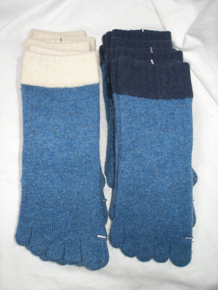 クルーソックス 5本指 ラムウールミックス 男性用 厚地 24~26cm 2色 10足セット 新品未使用品拍卖