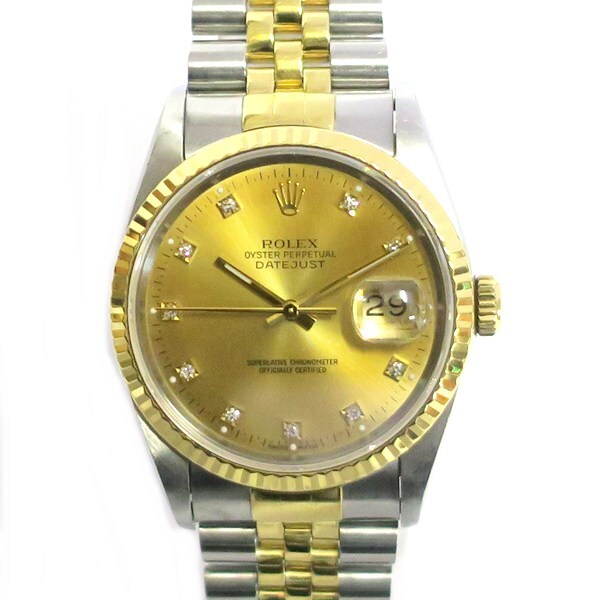 ROLEX ロレックス 16233G デイトジャスト 10Pダイヤ SS YG 自動巻き メンズ 腕時計 X番 【代引不可】中古品 used AB拍卖