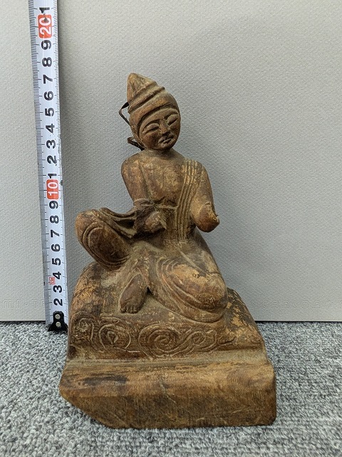 菩薩観音 木彫り 仏像 16㎝ 欠損有 彫刻 *EC4拍卖