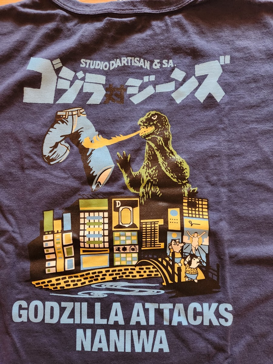 SALE! 新作 送料込★STUDIOD'ARTISAN ステュディオ・ダルチザン GZ-016 GODZILLA ゴジラ コラボ 半袖Tシャツ ネイビー L拍卖