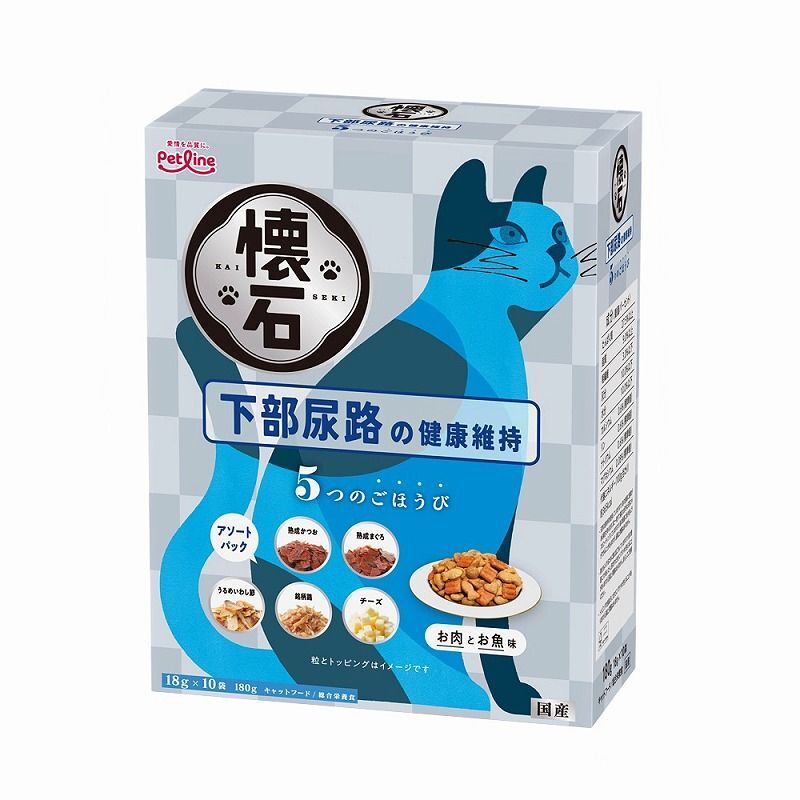 (まとめ買い)ペットライン 懐石 5つのごほうび 下部尿路の健康維持 180g 猫用フード 〔×9〕拍卖