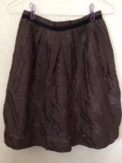 ◆美品◆ 【STELLA CIFFON】ステラシフォン 光沢のあるブラウンチェック柄 ひざ丈 スカート拍卖