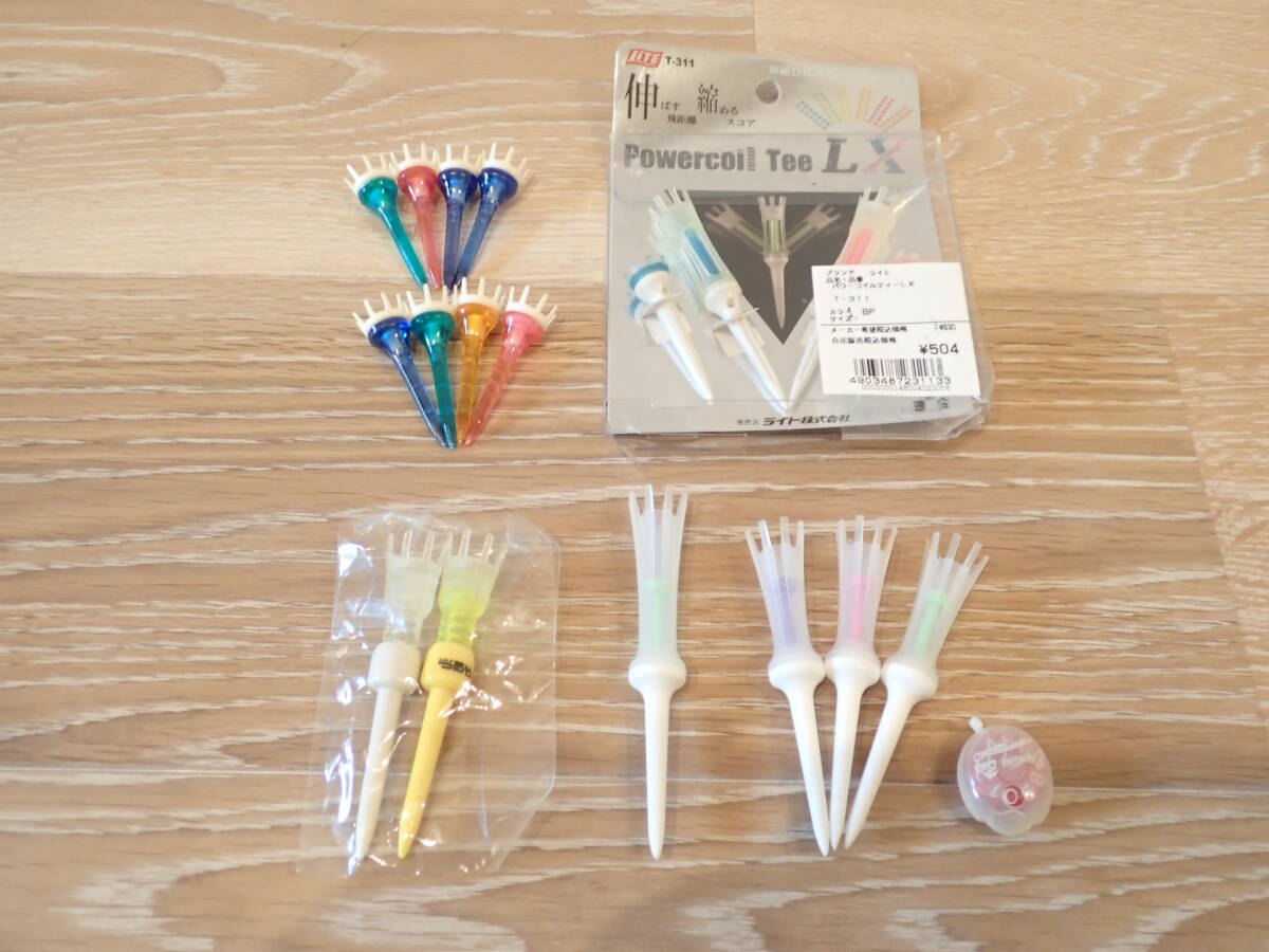 ゴルフ パワーコイルティー トルネードティー ロング ショート ティーなど 18本 おまけカウンター付き拍卖