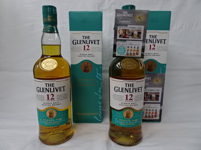 未開栓 2本セット GLENLIVET グレンリベット 12年 ダブルオーク 700ml 箱付 即決拍卖