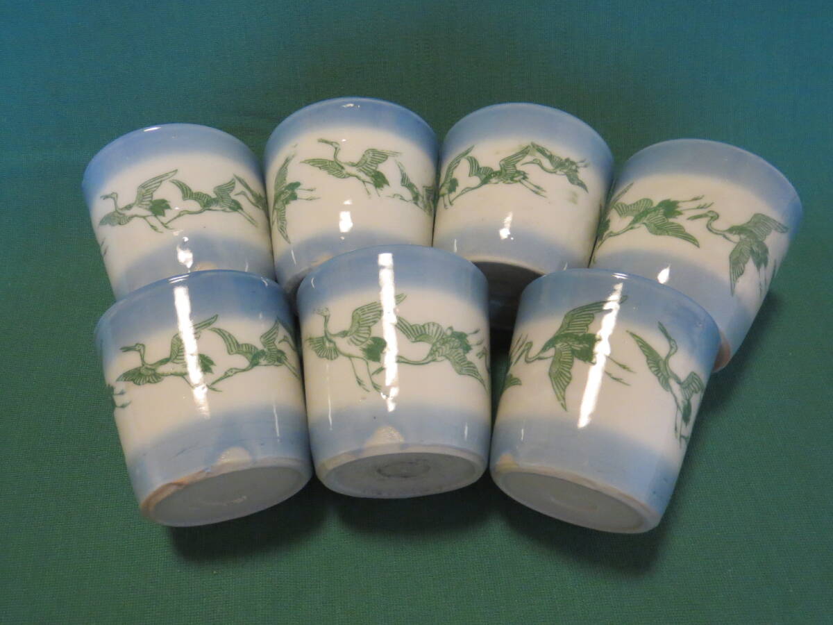 印版 蕎麦猪口 飛鶴文 7客セット そば猪口 向付拍卖