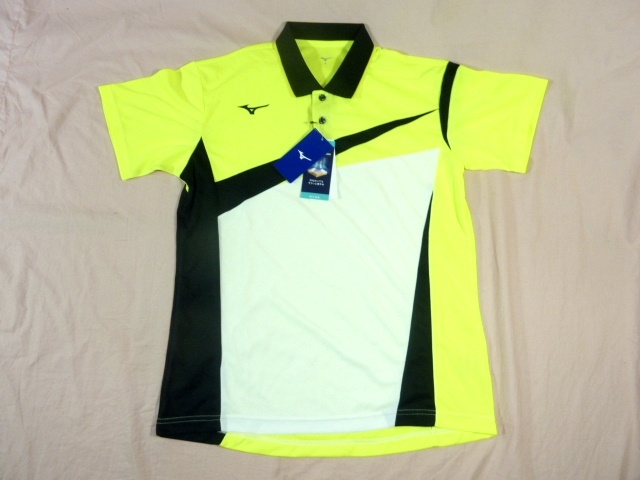 新品 ミズノ/MIZUNO ドライ・ポロシャツ S 黄/白/黒拍卖