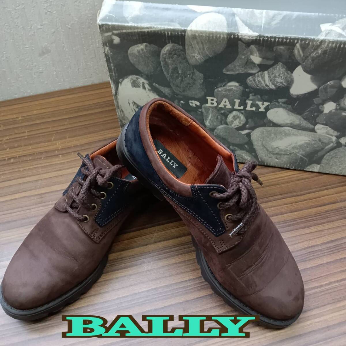 靴 ◆ バリー ◆ ウオーキングシューズ 37サイズ 約23.5cm ダークブラウン x BLACK レザー ◆ BALLY ◆ レディース シューズ 箱入り拍卖