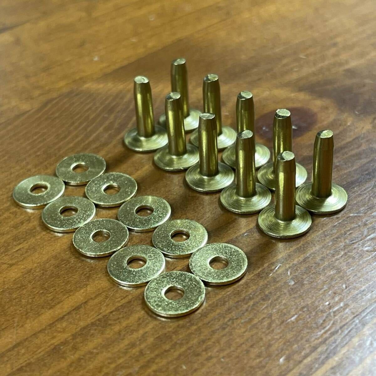 【送料無料】リベット&打具 真鍮製14mm 50個セット ブラス ソリッドブラス フラットヘッド拍卖