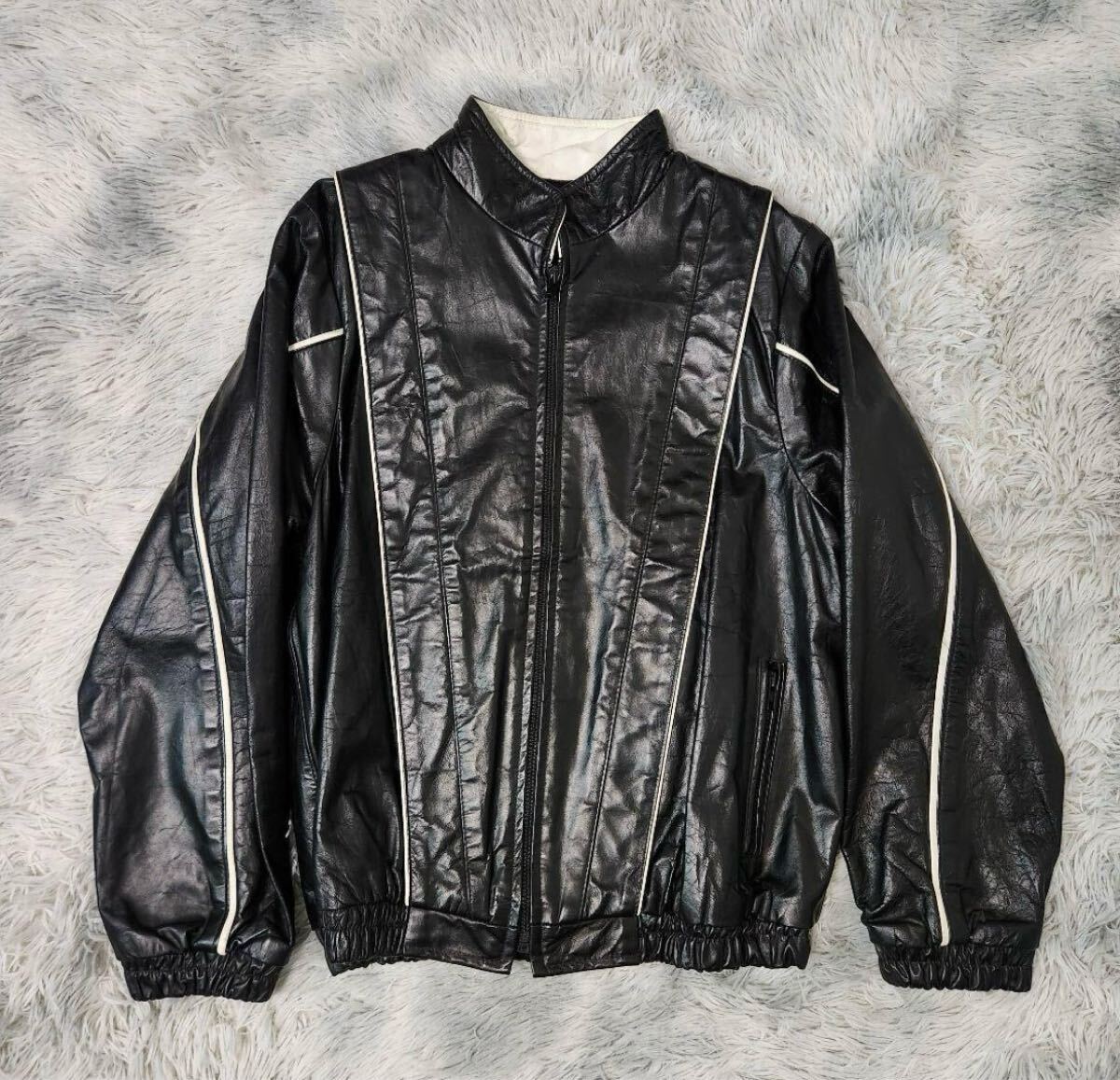 ARMEN アーメン レザージャケット ブラック 革 レザー モード Y2K ジャケット ブラック アウター 黒 レザーブルゾン拍卖