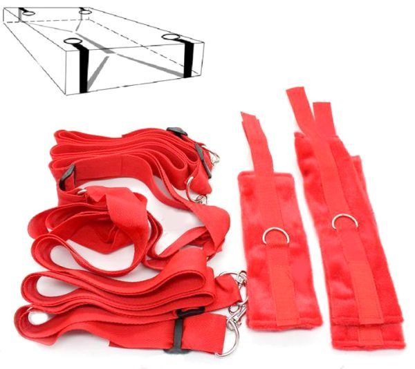 拘束具 手錠 足枷 ベッド ロープ赤 ベッド拘束 自傷行為防止 安全帯 保護ベルト拍卖