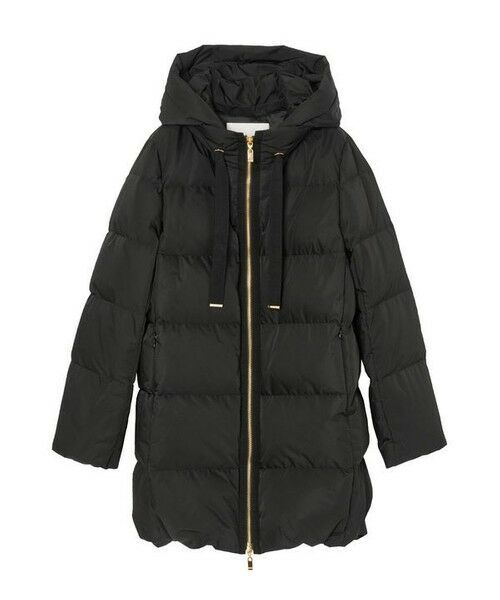 ANAYI アナイ メルトン マットタフタダウンコート フード付き 羽織 ダウン90%&フェザー10% 黒 サイズ36拍卖