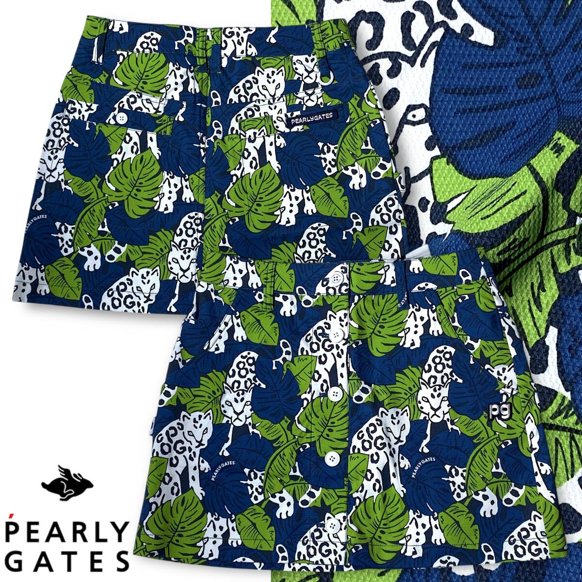 【00】新品 定価2.6万 パーリーゲイツ リーフ柄 ストレッチ 織り柄 スカート PEARLY GATES ゴルフ ラグジュアリー スポーツ◆R2498拍卖