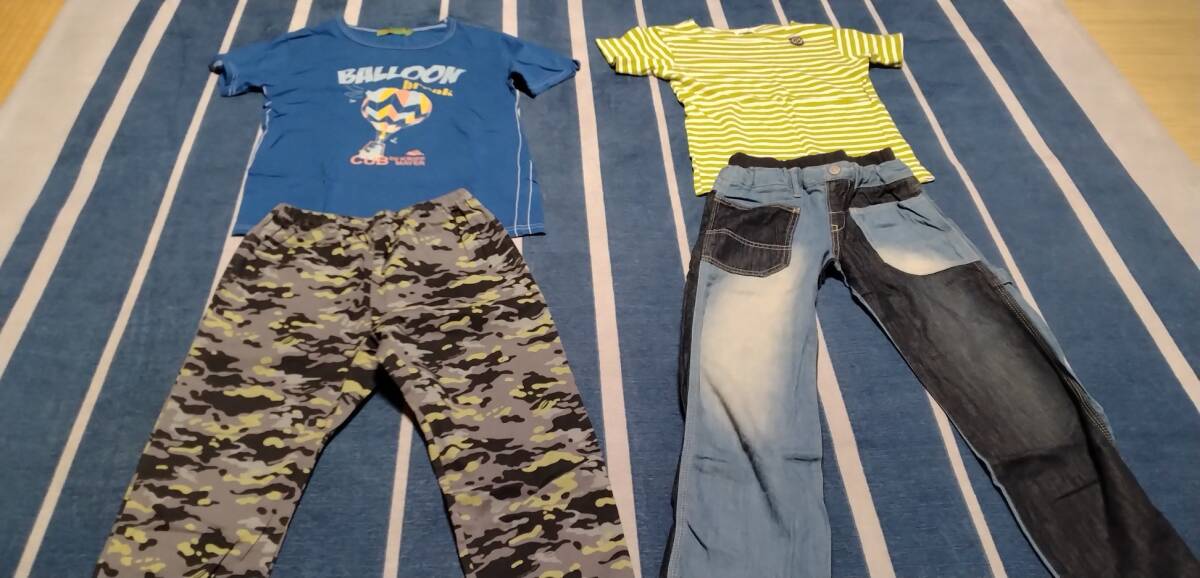 男の子 衣類 まとめ売り パンツ Tシャツ 右140 2点 左150 2点 中古保管品拍卖