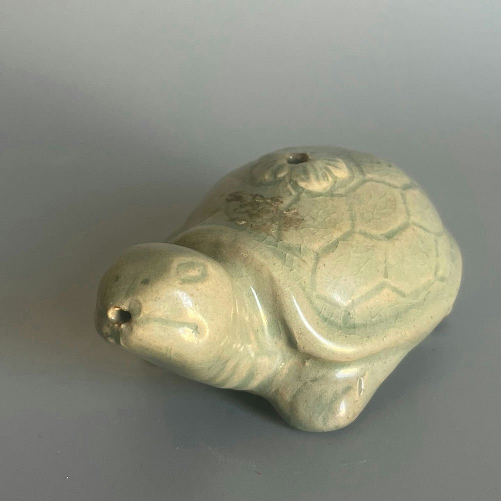 ▼渡鶴羽▼R2923コレクター放出 朝鮮古美術 高麗磁 李朝時代 古高麗 高麗青磁亀形硯滴拍卖