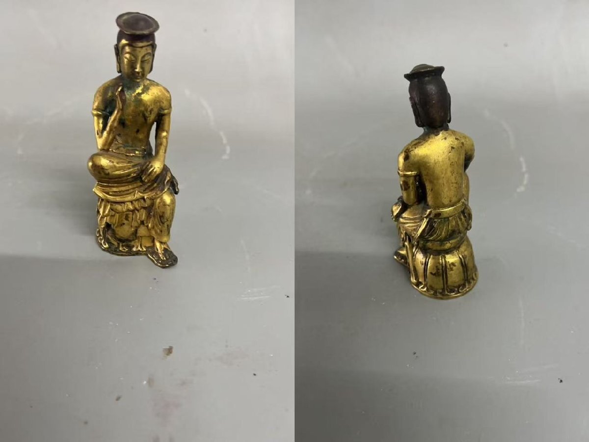 ▼渡鶴羽▼P4011 朝鮮 仏教古美術 古高麗 李朝時代 高麗銅塗金仏像 思維仏 高麗古仏 ★細密細工★廃寺旧蔵★ 高さ10cm拍卖