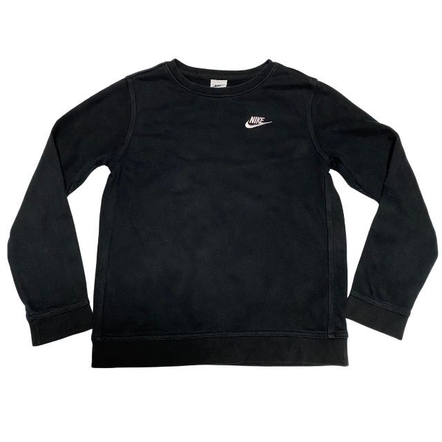 ナイキ スウェット トレーナー ブラック スウォッシュ 刺繍 ロゴ レディース NIKE ワンポイント 黒 キッズ155 雅瀬1352拍卖