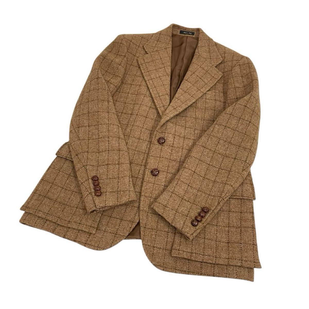 【希少】 RRL ダブルアールエル ラルフローレン テーラードジャケット チェック クルミボタン キャメル イタリア製 Lサイズ拍卖