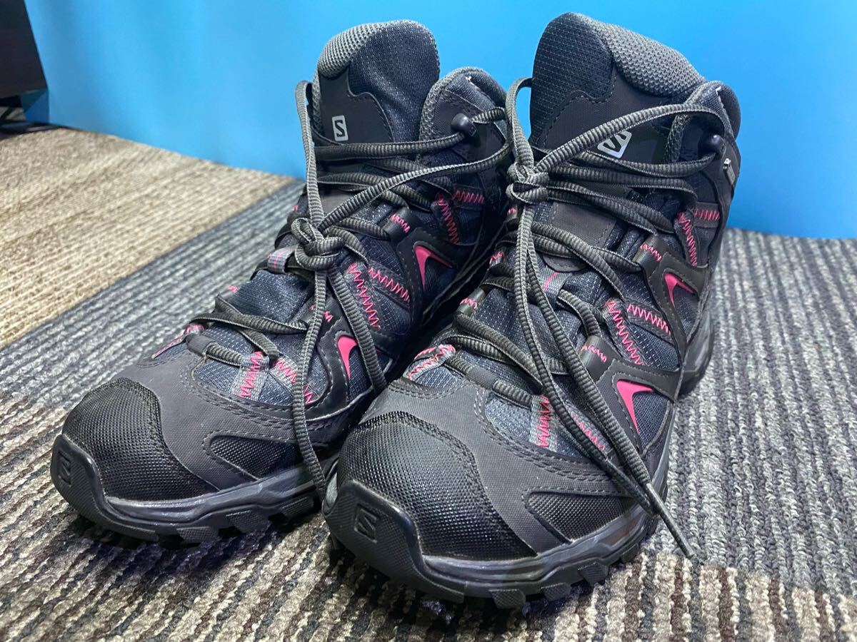 美品 SALOMON サロモン GORE-TEX ゴアテックス CROSSROAD WIDE MID GTX W トレッキングシューズ 24cm 250325 18拍卖