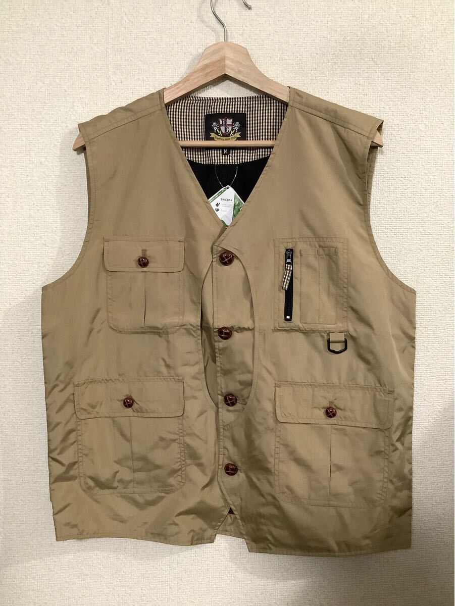HERRINGBONE CLUB ヘリンボーンクラブ 未使用 ナイロンベスト ハンティングベスト ベージュ セレクト メンズ 古着 M拍卖