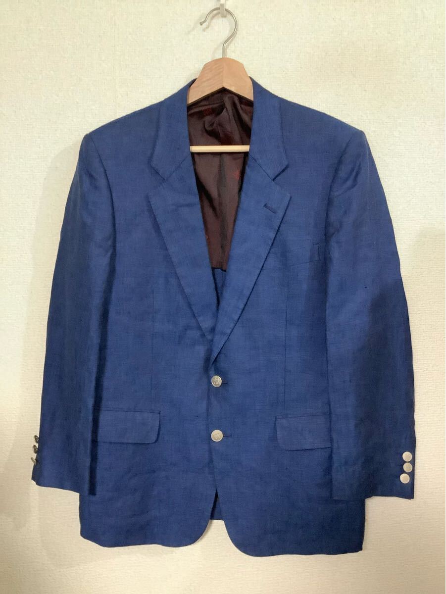 GIVENCHY ジバンシー リネンジャケット テーラードジャケット ブルー ハイブランド メンズ ビンテージ レトロ 古着拍卖