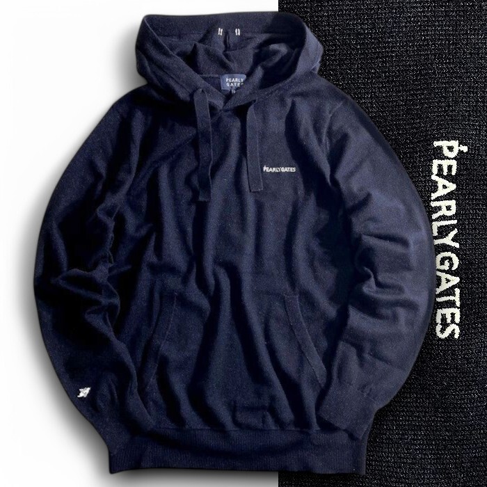 PEARLY GATES パーリーゲイツ 定価4.9万 カシミア混 長袖 ニットフーディ プルオーバー セーター ゴルフ 2970053 120 4 ▲055▼50228w05拍卖