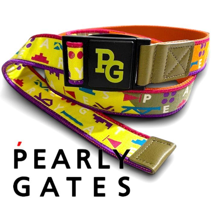 PEARLY GATES パーリーゲイツ 定1.7万 日本製 ナバホ柄 ワンタッチバックル テープベルト ゴルフ ユニセックス 2282103 151▲019▼50312w04拍卖