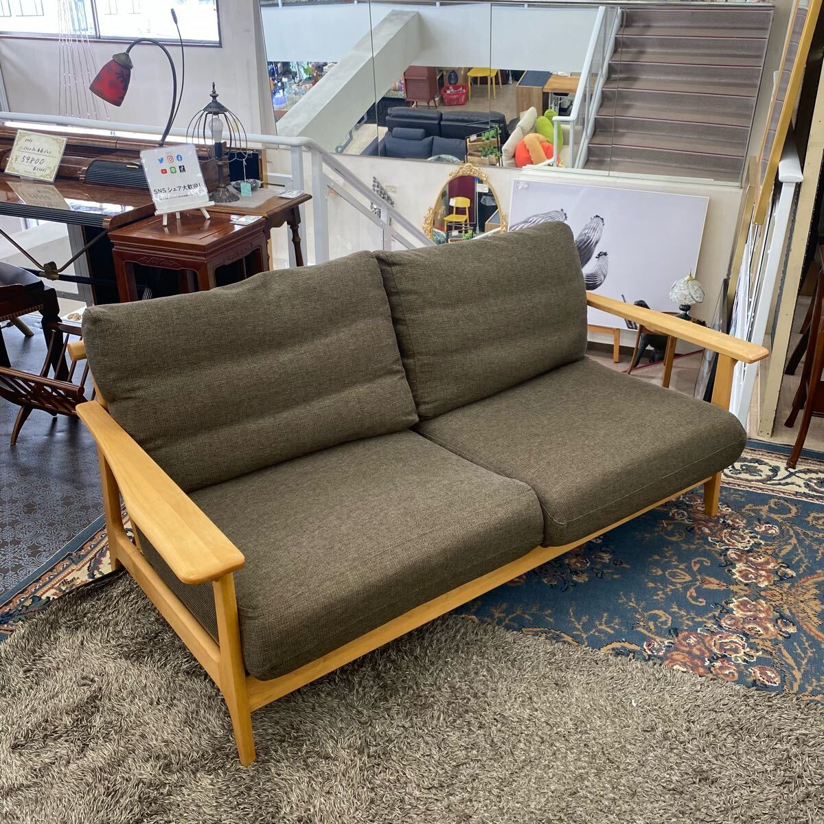 ISSEKI 一生紀 ERIS 2人掛けソファ 北欧 木製フレーム 天然木 536拍卖