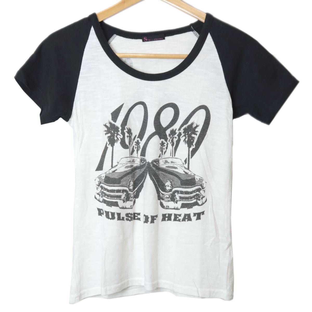 S by ... slap stick スラップスティック 半袖Tシャツ 1980 PULSE OF HEAT 車 オープンカー ホワイト×ブラック NT Bランク拍卖