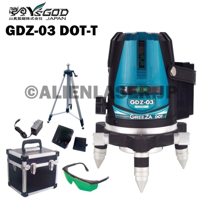 送料無料 1年保証 山真 ヤマシン 2ライン ドット グリーン 墨出し器 GDZ-03DOT-T 本体+三脚拍卖
