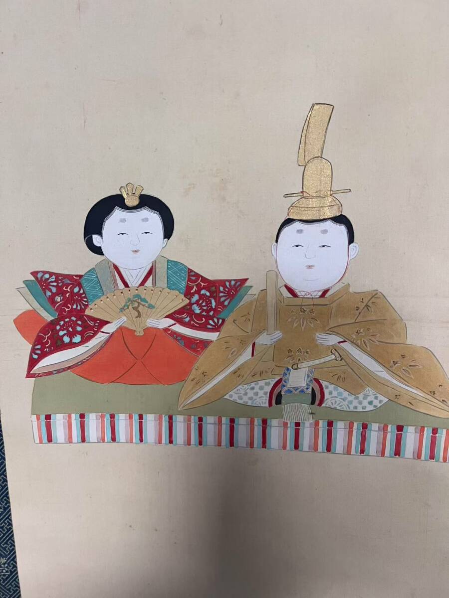 e240★掛軸 お雛様 雛 春水?箱有り★拍卖