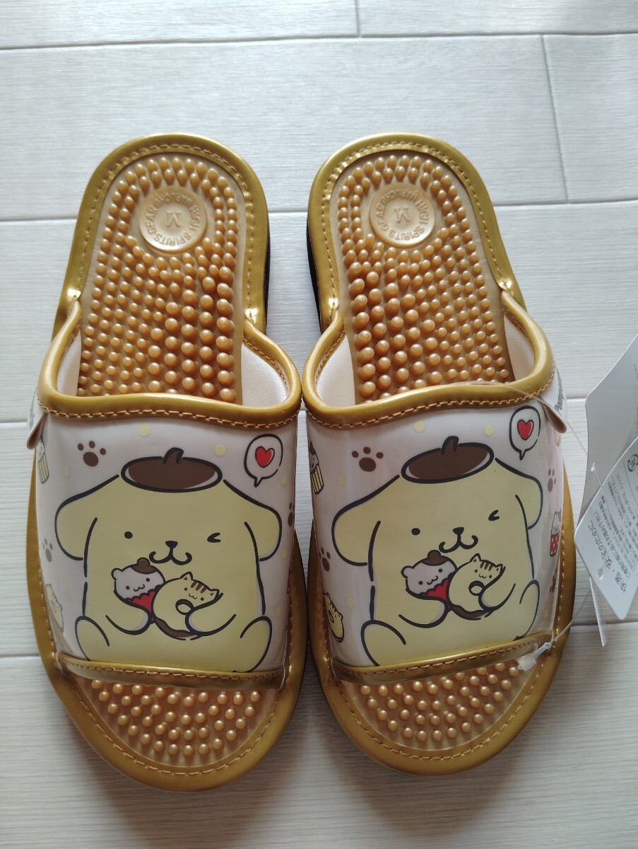 新品 サンリオ ポムポムプリン 健康 スリッパ サンダル 黄色 M拍卖