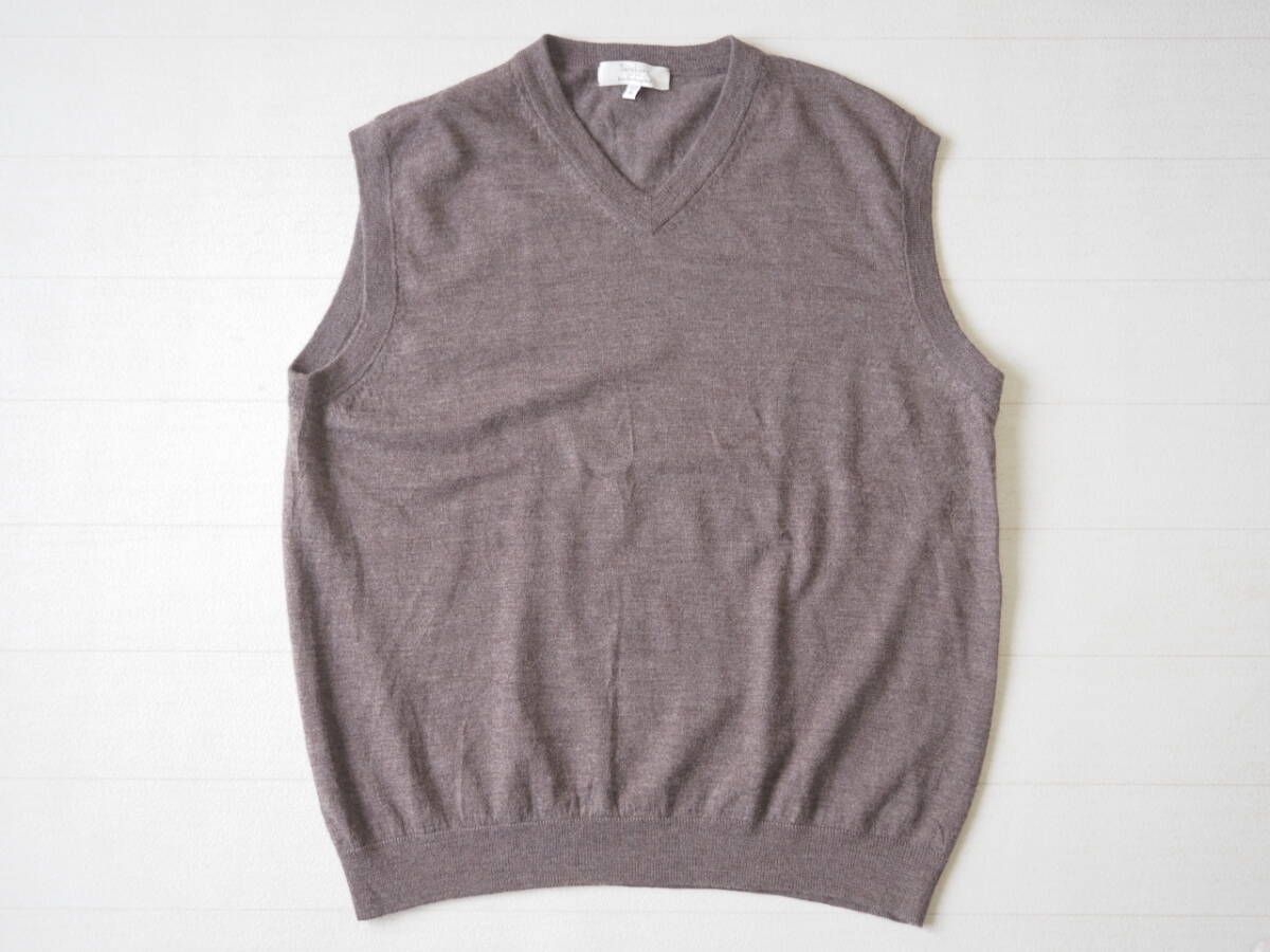 ☆送料無料☆ Turnbury USA直輸入 古着 エクストラ ファイン メリノ ウール Vネック ベスト メンズ XL ダークブラウン系 トップス 中古拍卖
