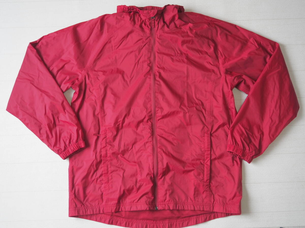 ☆送料無料☆ L.L.Bean エルエルビーン 古着 ラグラン ジップアップ 裏メッシュ ロゴ ナイロン ジャケット パーカー メンズ L TALL レッド拍卖