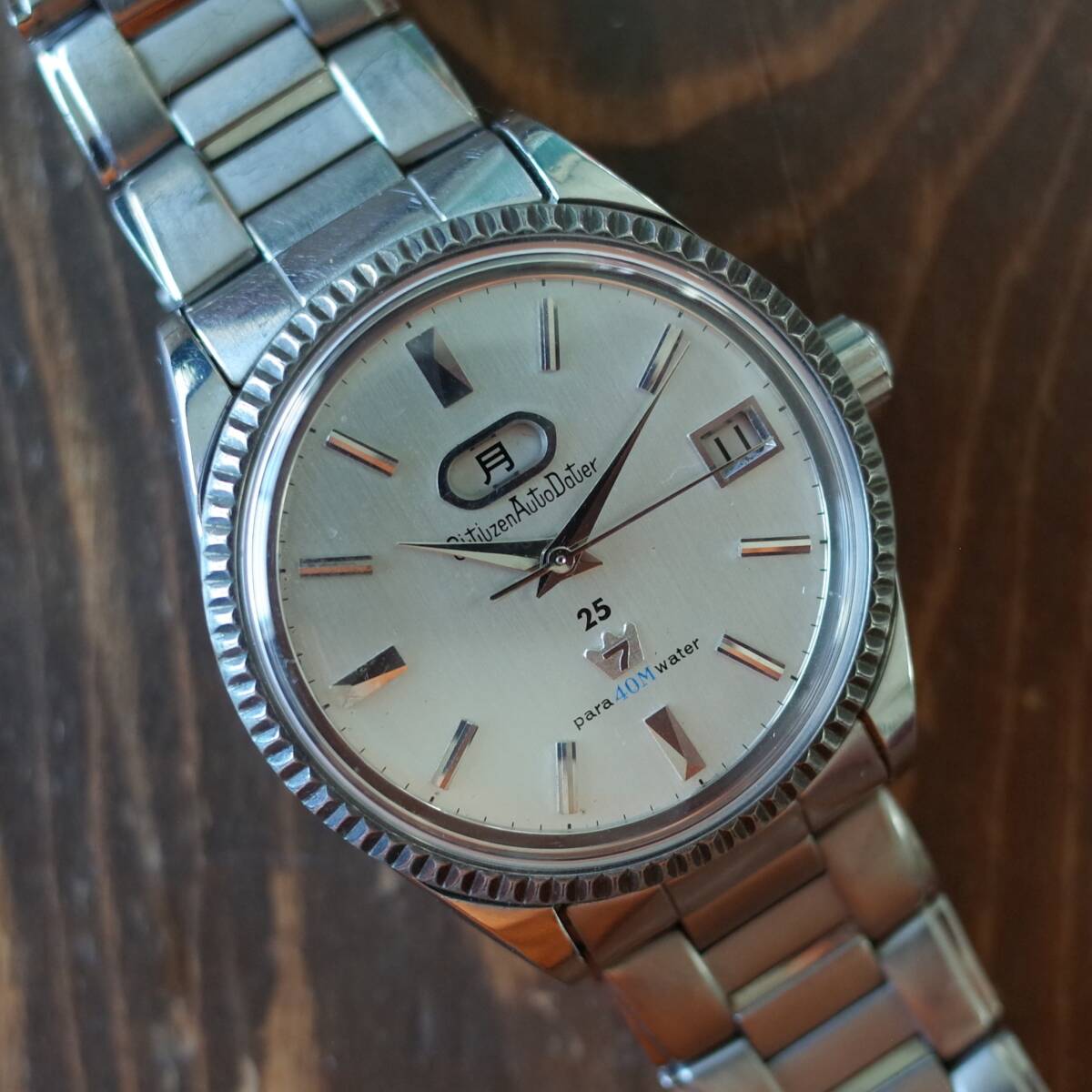 6649 稼働品/風防交換済み/シチズン/オートデータ7/51302-Y/1960年代/SS/シルバー/Citizen/Auto Dater7拍卖